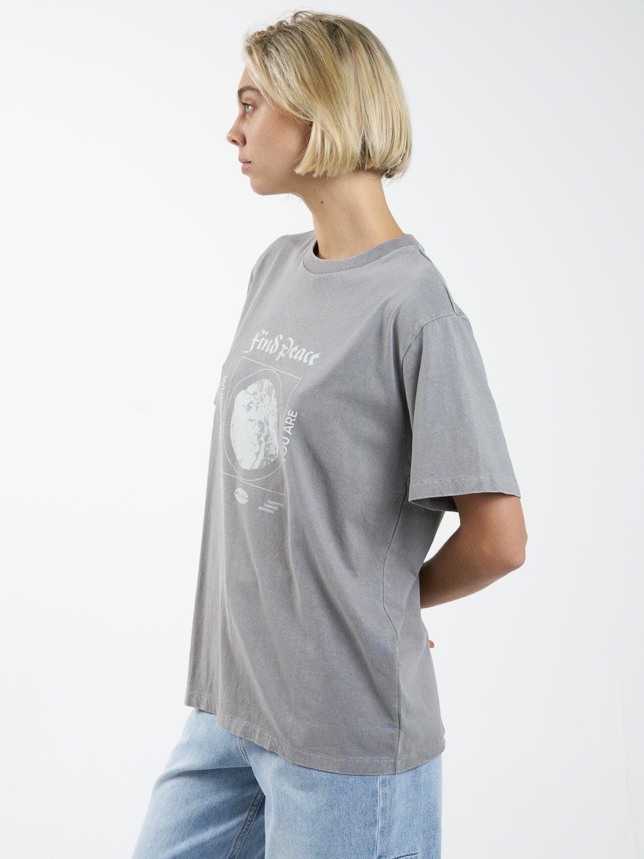 Find Peace Merch Fit Tee - Washed Gray