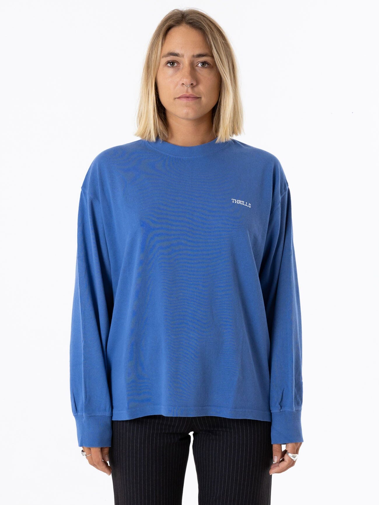 Spectral Long Sleeve Oversized Tee - Vintage Royal Blue