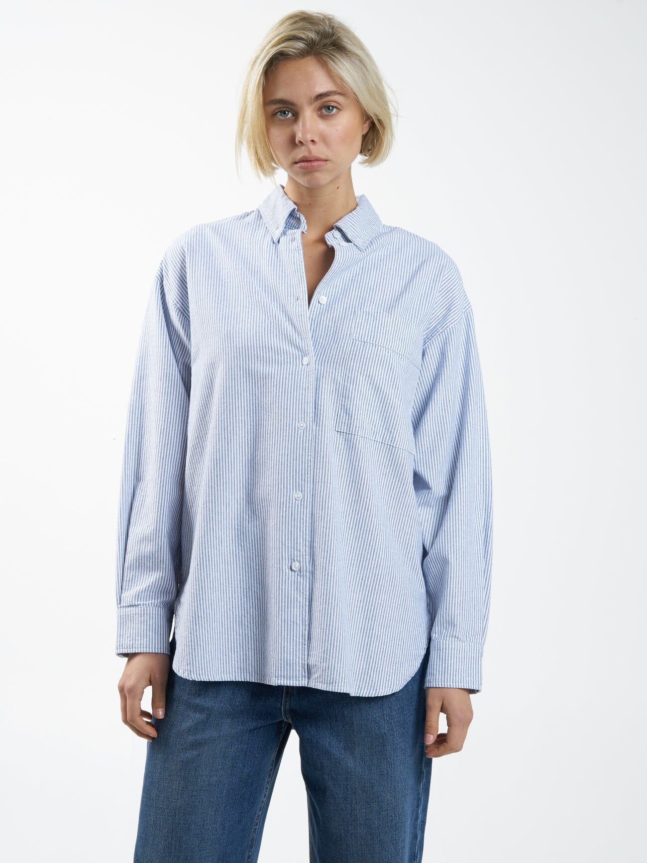 Maxwell Oxford Oversized Shirt - Royal Blue Stripe