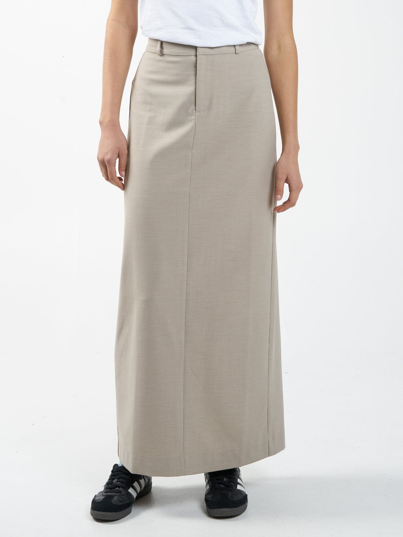Column Suiting Skirt - Stone