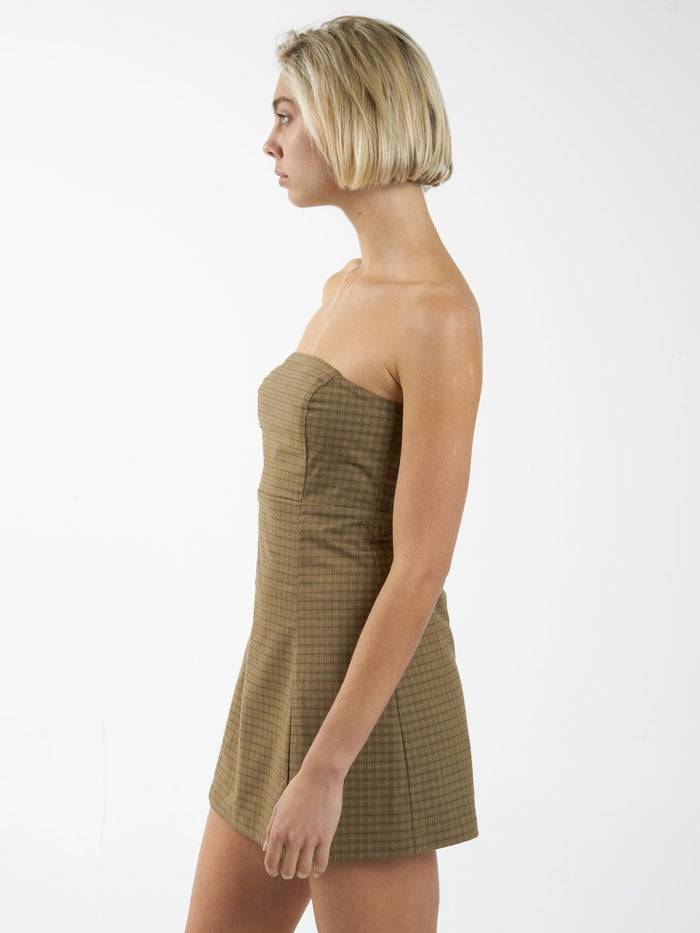 Dawson Plaid Dress - Mustard Gold