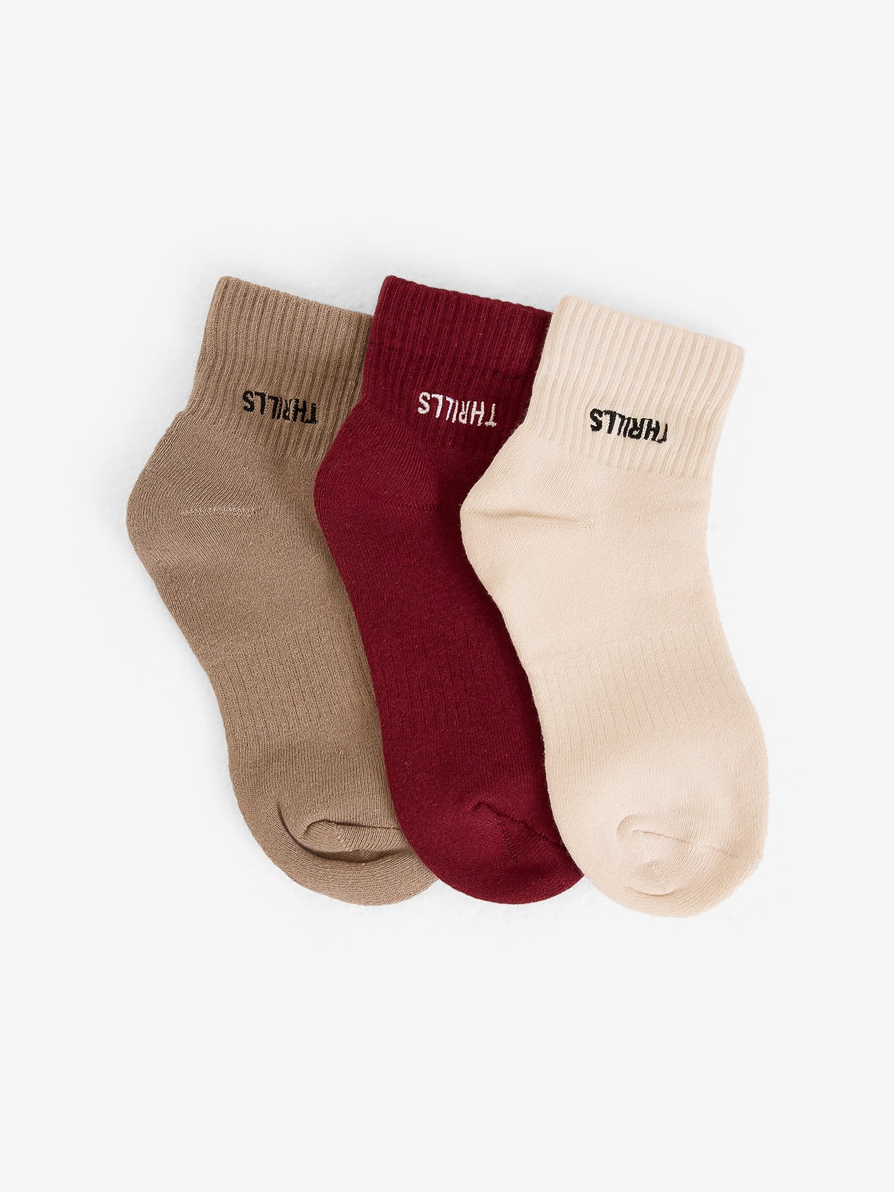 Minimal Thrills 3 Pack Sock - String - Cabernet - Heritage White One Size