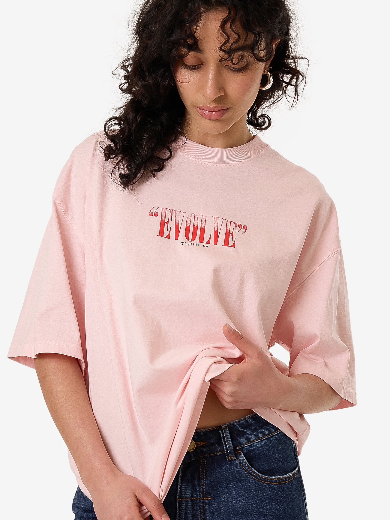 Highly Evolved Oversized Tee - Barely Pink 4