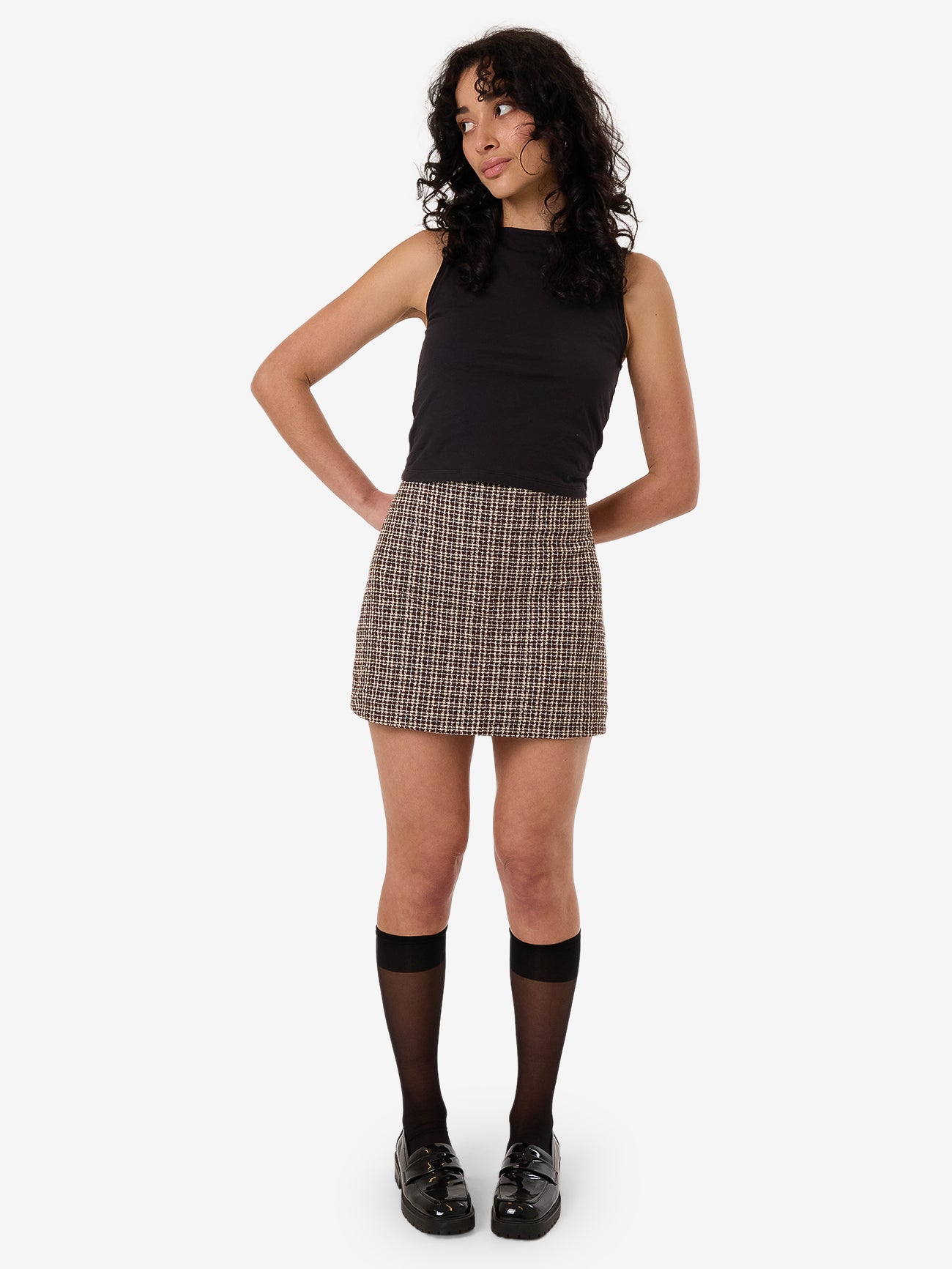 Hazed Mini Skirt - Coffee 4