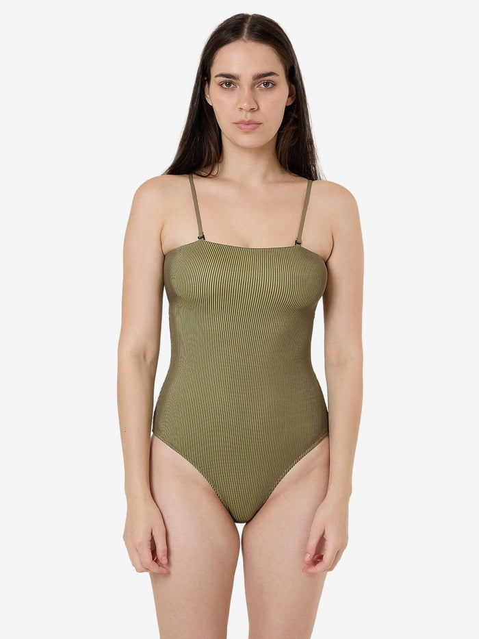 Alba Rib Strapless One Piece - Pickle Green