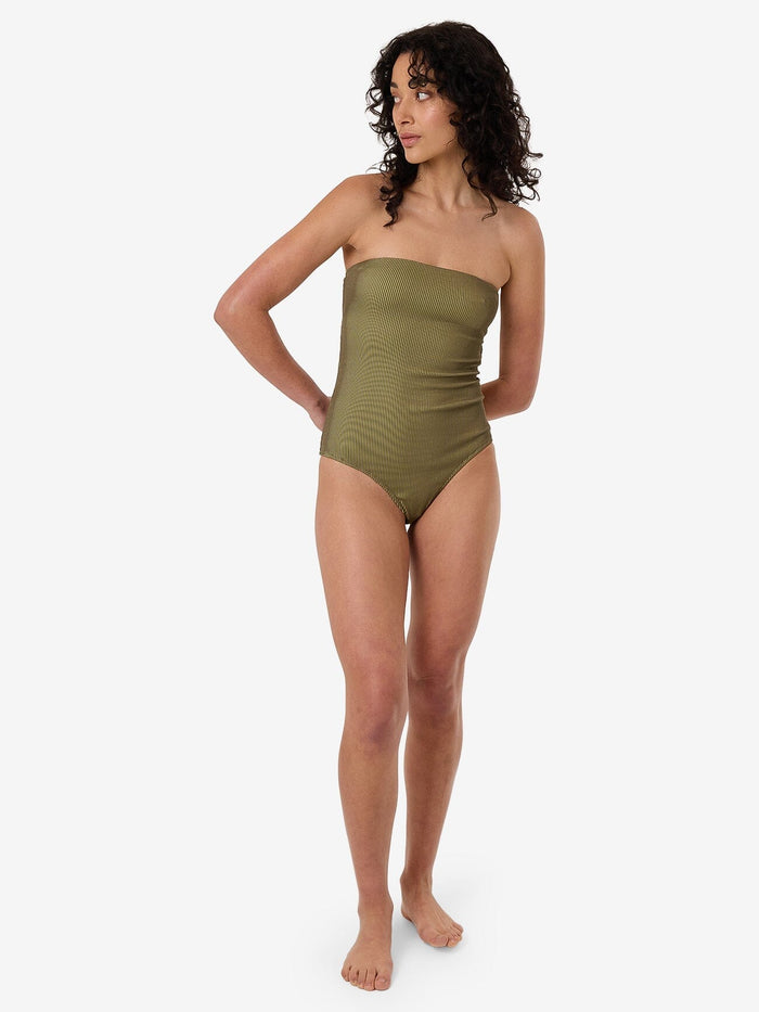 Alba Rib Strapless One Piece - Pickle Green 4