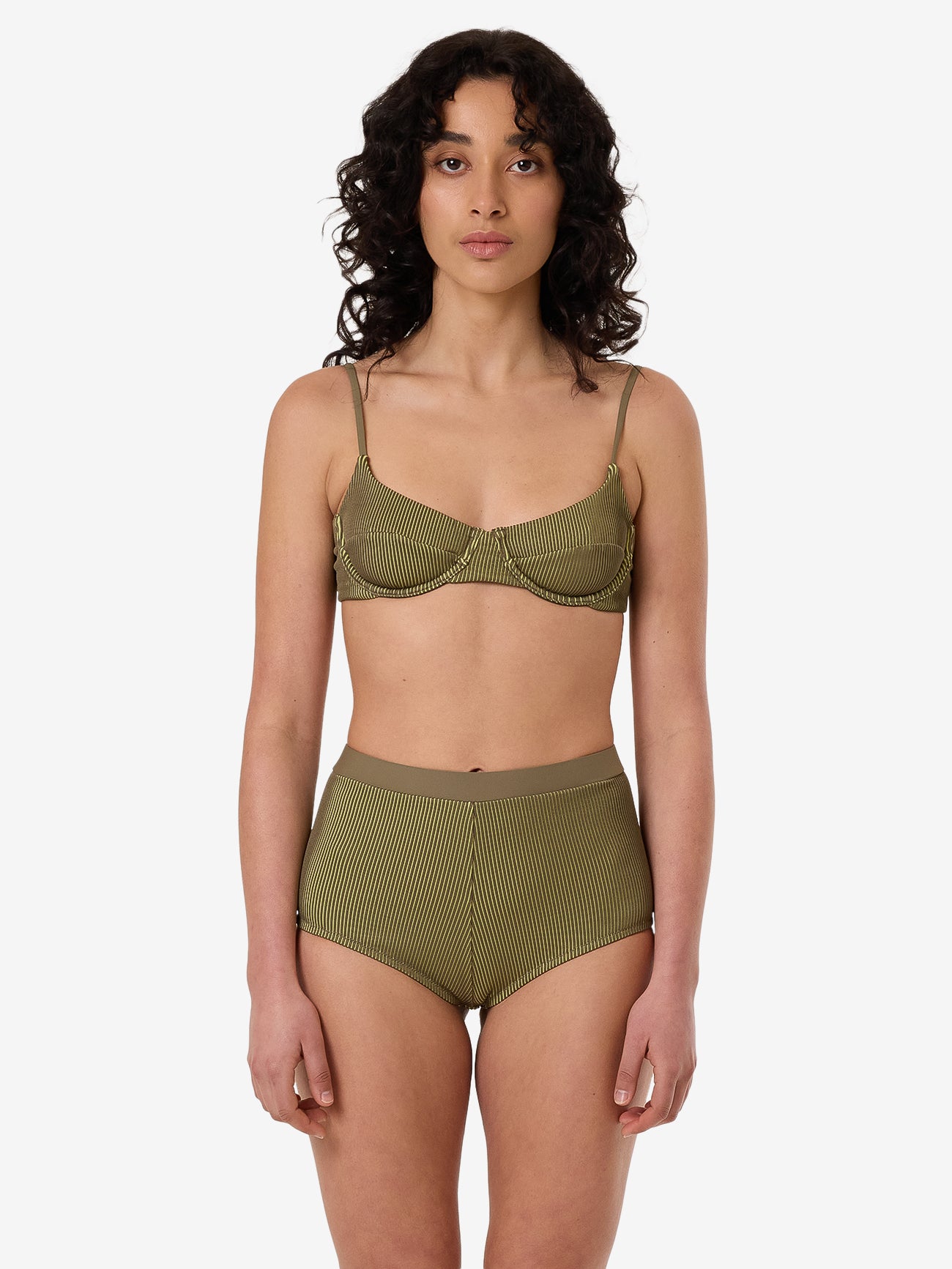 Alba Rib Boy Leg Bikini Bottom - Pickle Green 4