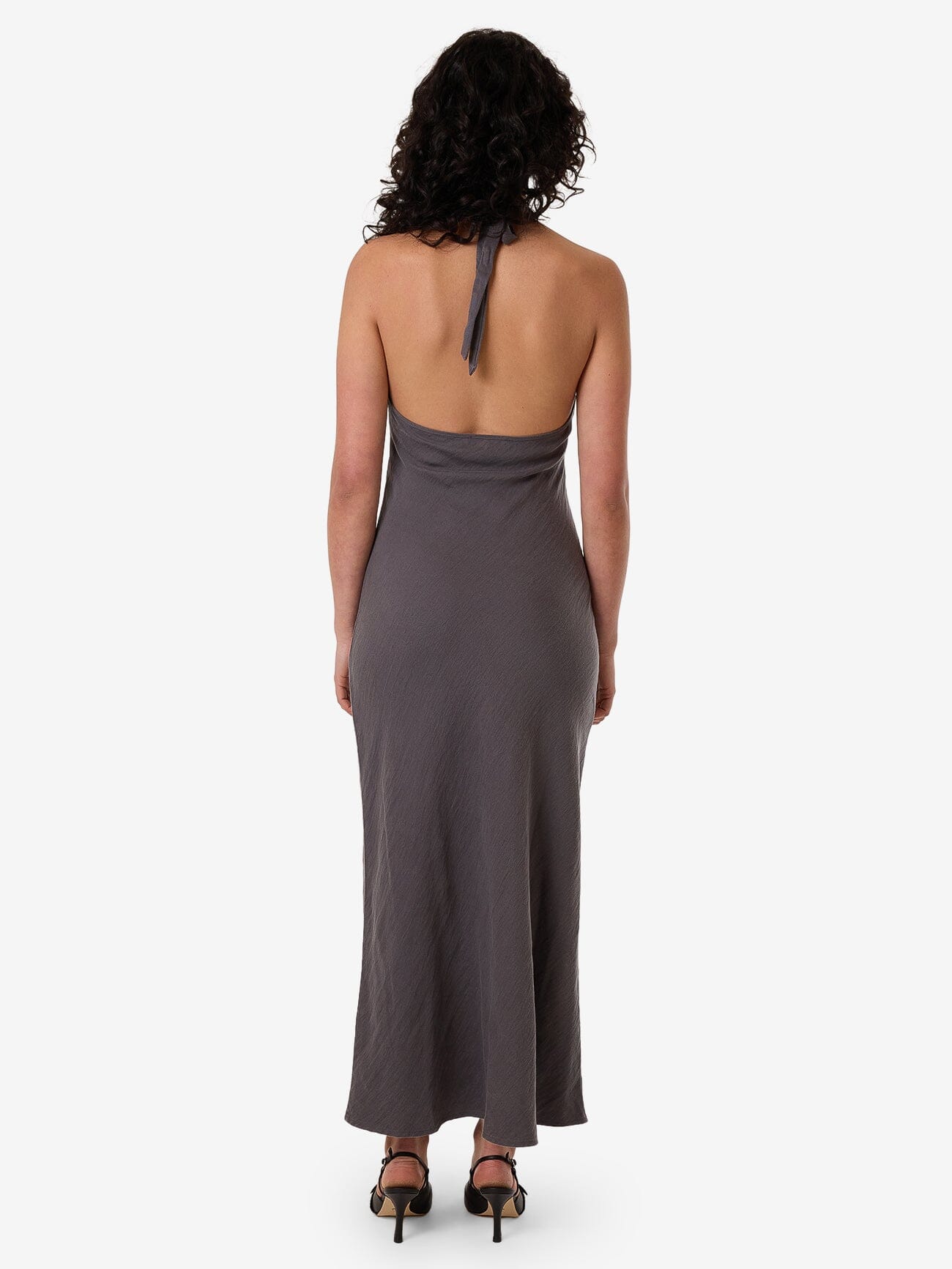 Rumi Halter Bias Dress - Charcoal 4