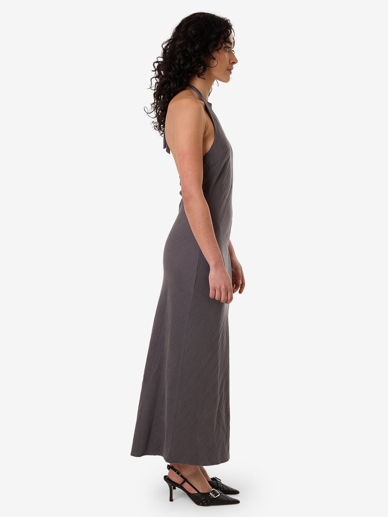 Rumi Halter Bias Dress - Charcoal 4