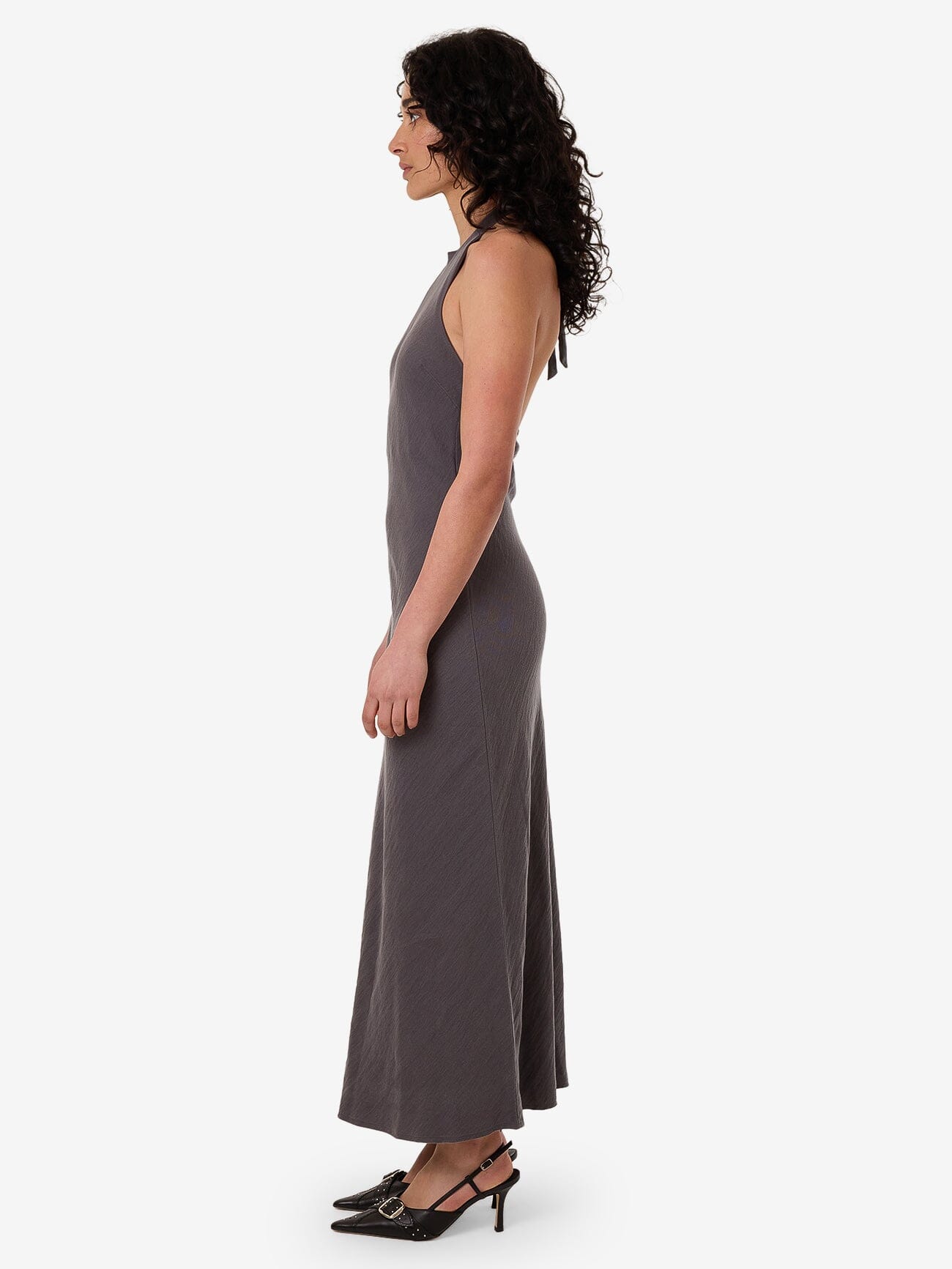 Rumi Halter Bias Dress - Charcoal 4