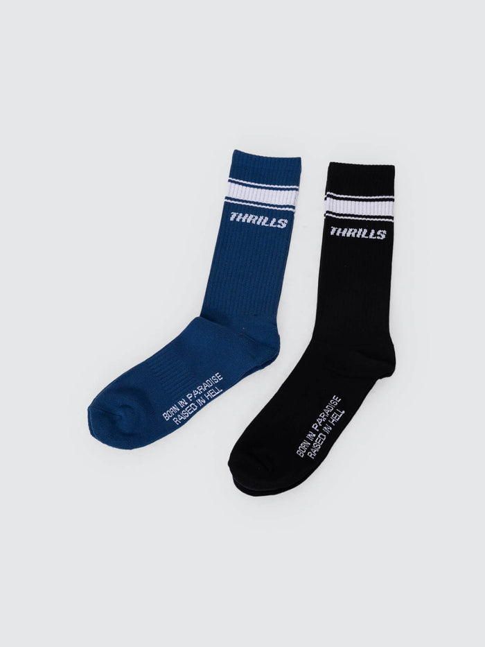 6 Break Point 2 Pack Sock - Heritage White - Bitter Chocolate One Size