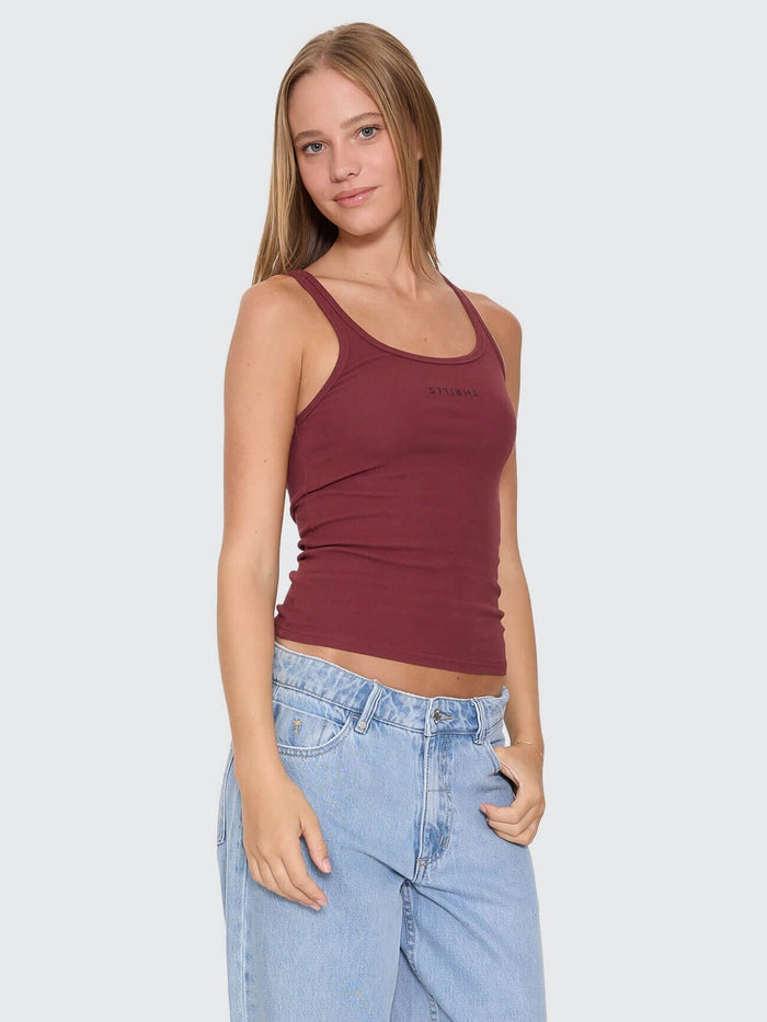 Minimal Thrills Scoop Tank - New Maroon 4