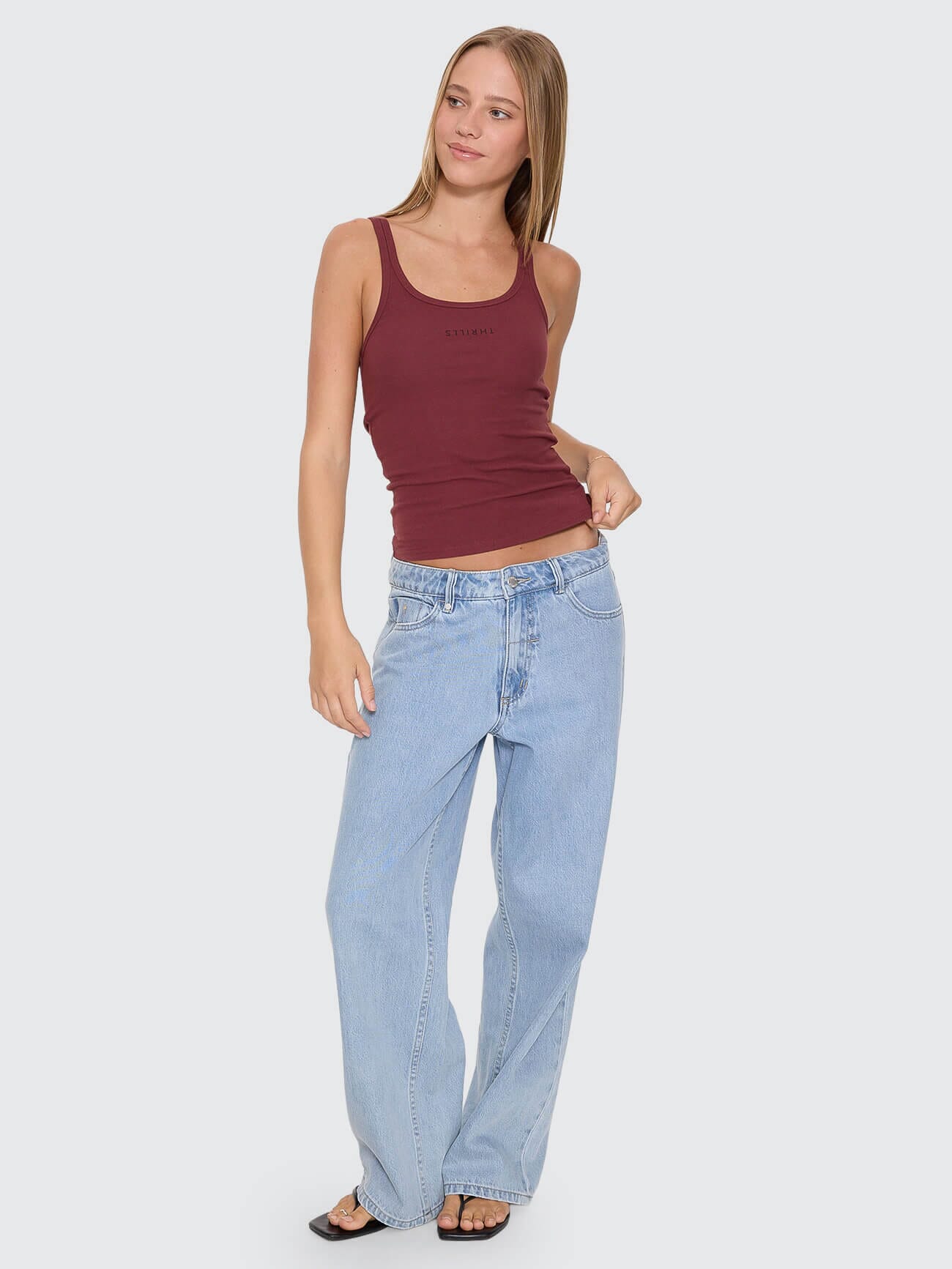 Minimal Thrills Scoop Tank - New Maroon 4