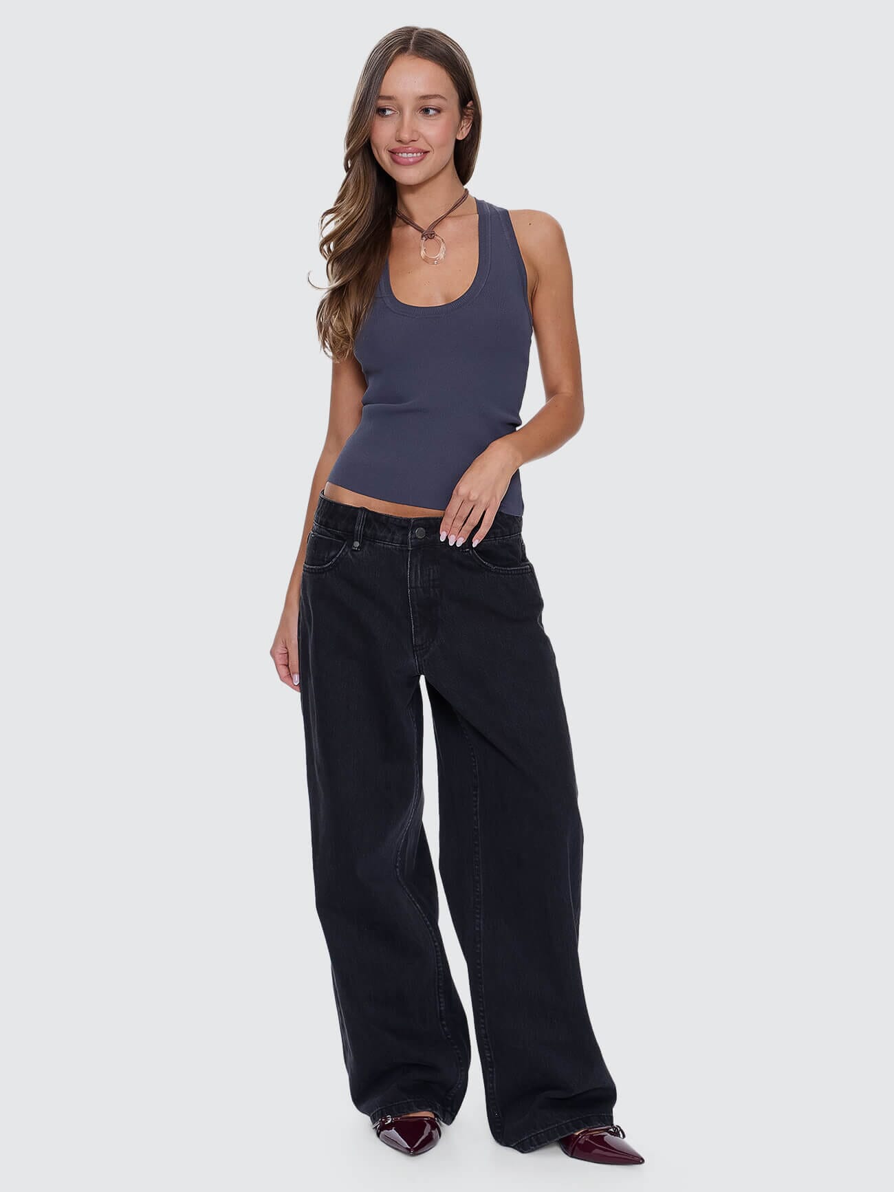 Astra V Neck Tank - Carbon 4