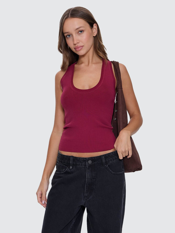 Astra V Neck Tank - New Maroon 4