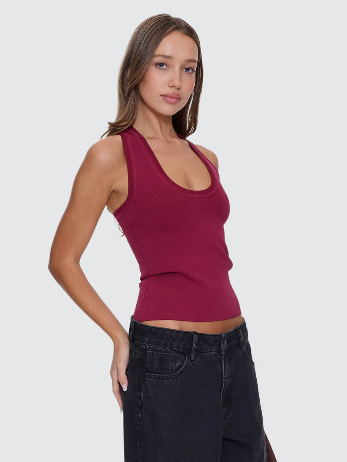 Astra V Neck Tank - New Maroon 4