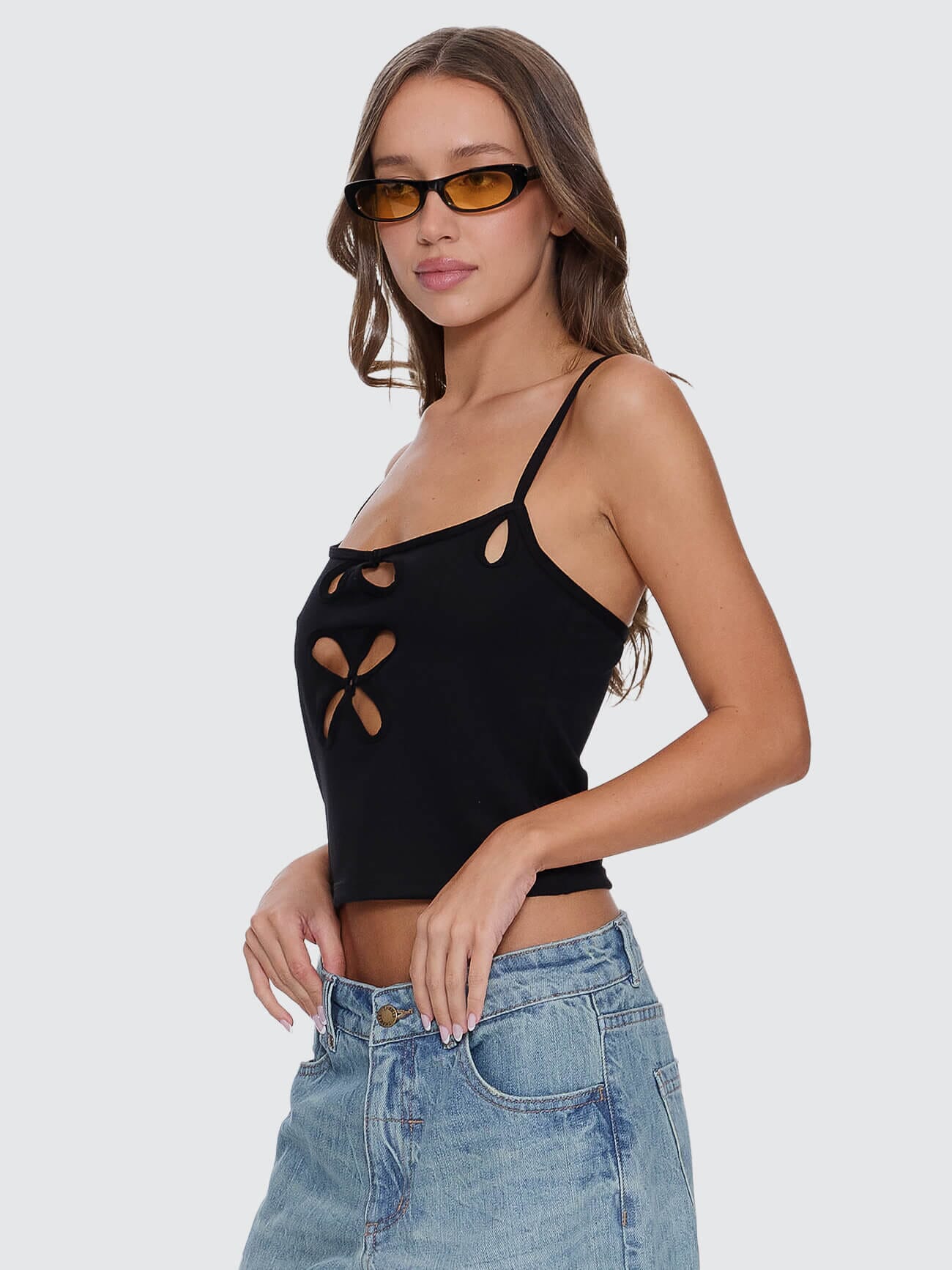 Lela Cut Out Tank - Black | Thrills Co.