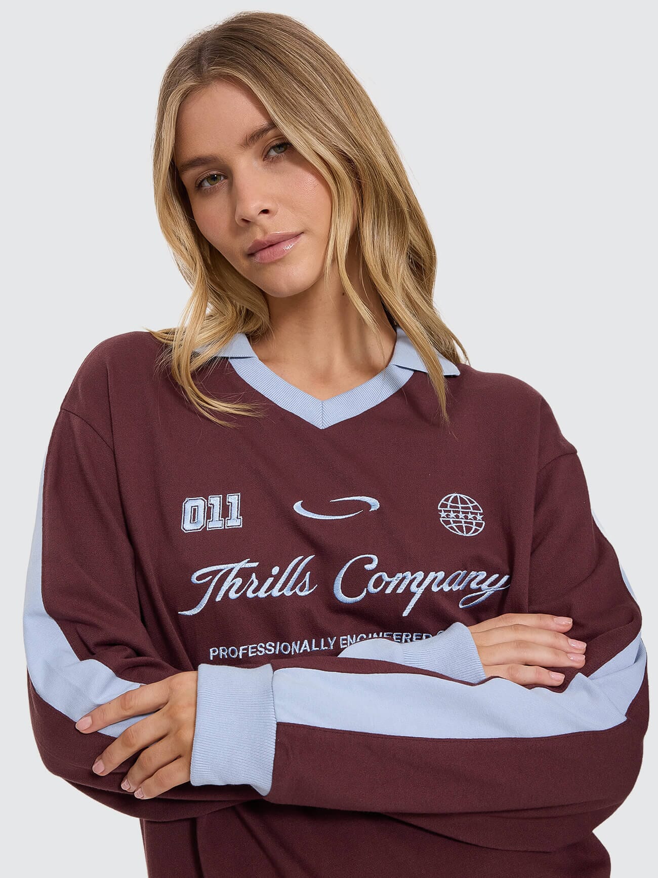 Game Day Polo Sweatshirt - Bitter Chocolate | Thrills Co.