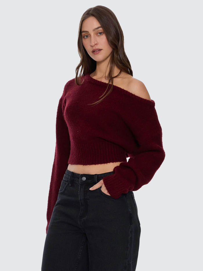 Oslo Cold Shoulder Knit Sweater - New Maroon 4
