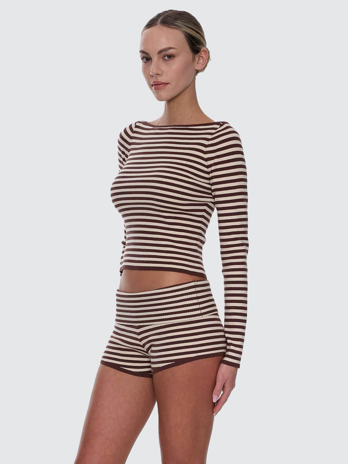Walker Knit Long Sleeve Top - Butter Cream Stripe 4