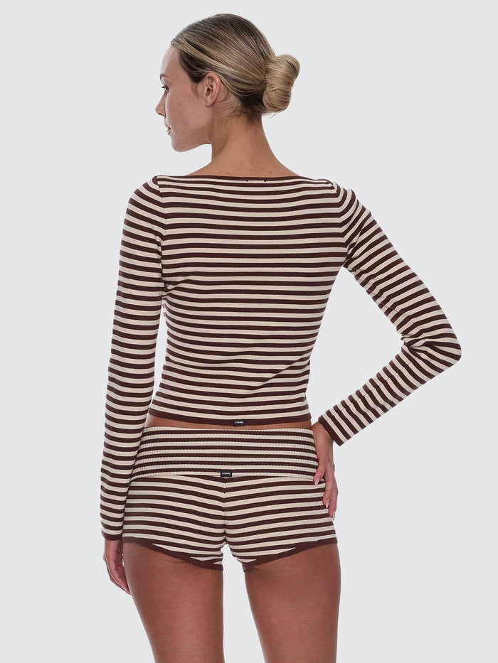 Walker Knit Long Sleeve Top - Butter Cream Stripe 4