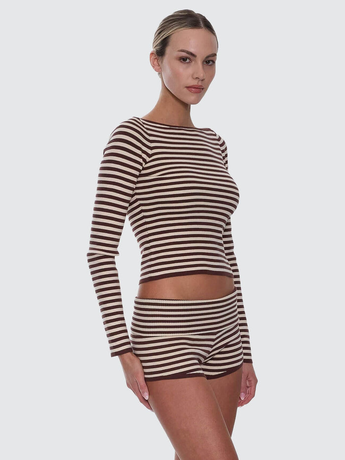 Walker Knit Long Sleeve Top - Butter Cream Stripe 4