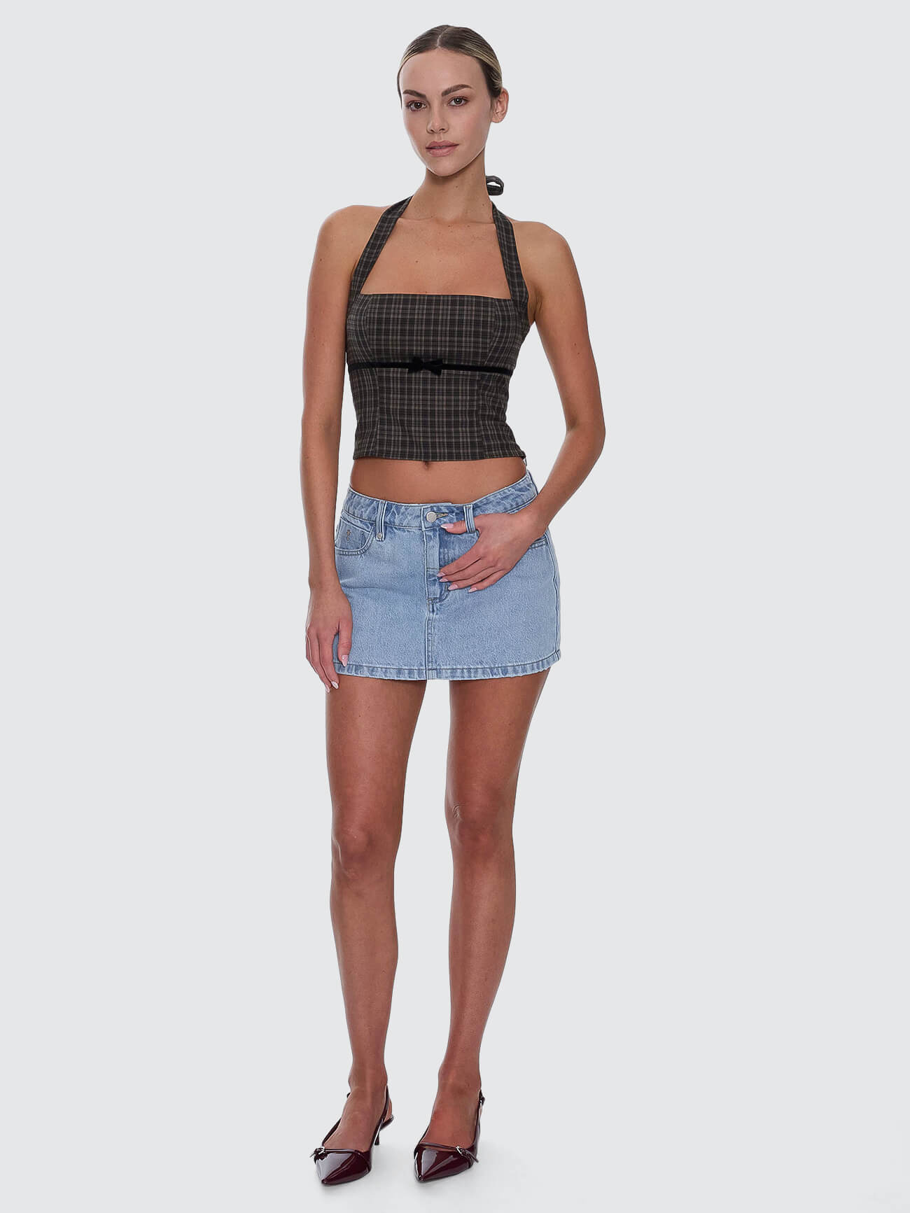 Devyn Check Halter Top - Tarmac 4