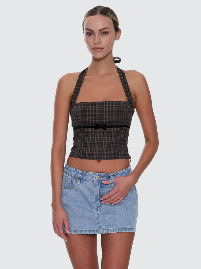 Devyn Check Halter Top - Tarmac 4