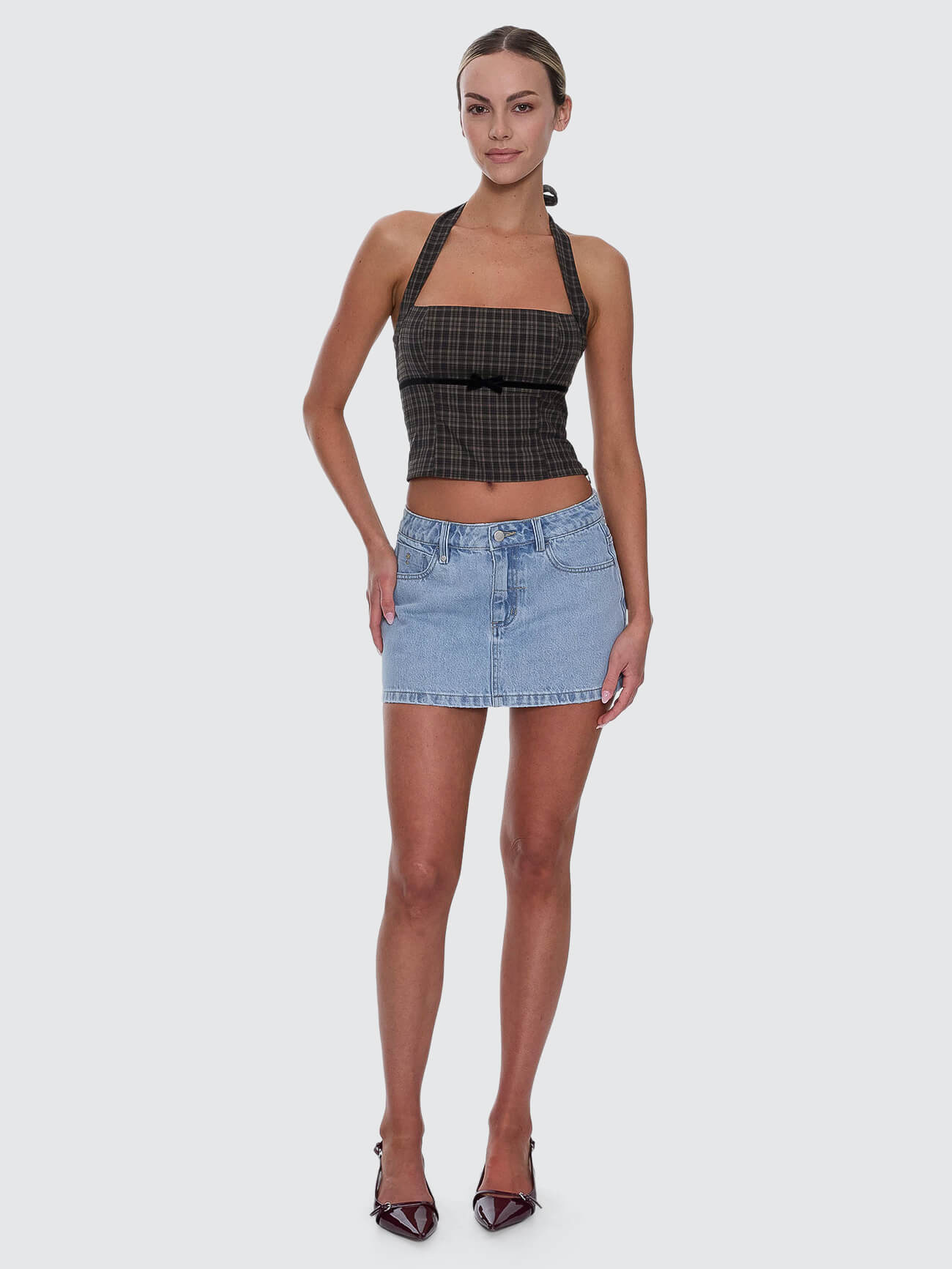 Devyn Check Halter Top - Tarmac 4