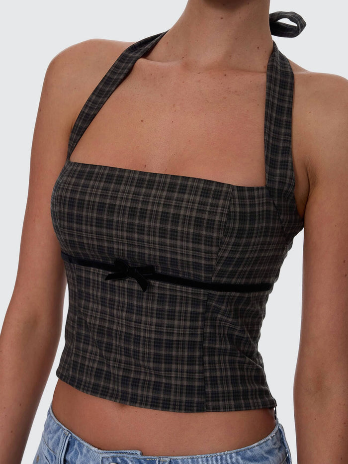 Devyn Check Halter Top - Tarmac 4