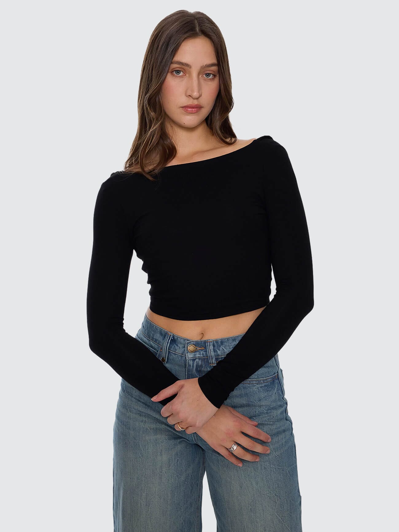 Reese Backless Long Sleeve Top - Black 4