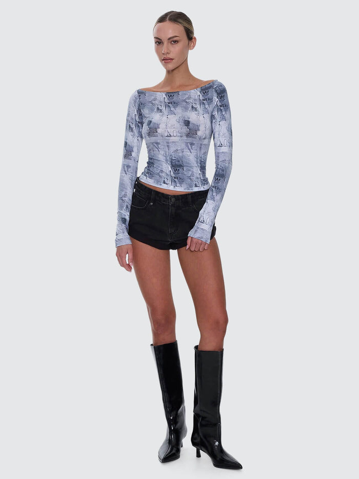 Paper Trail Long Sleeve Top - Grey Matter 4