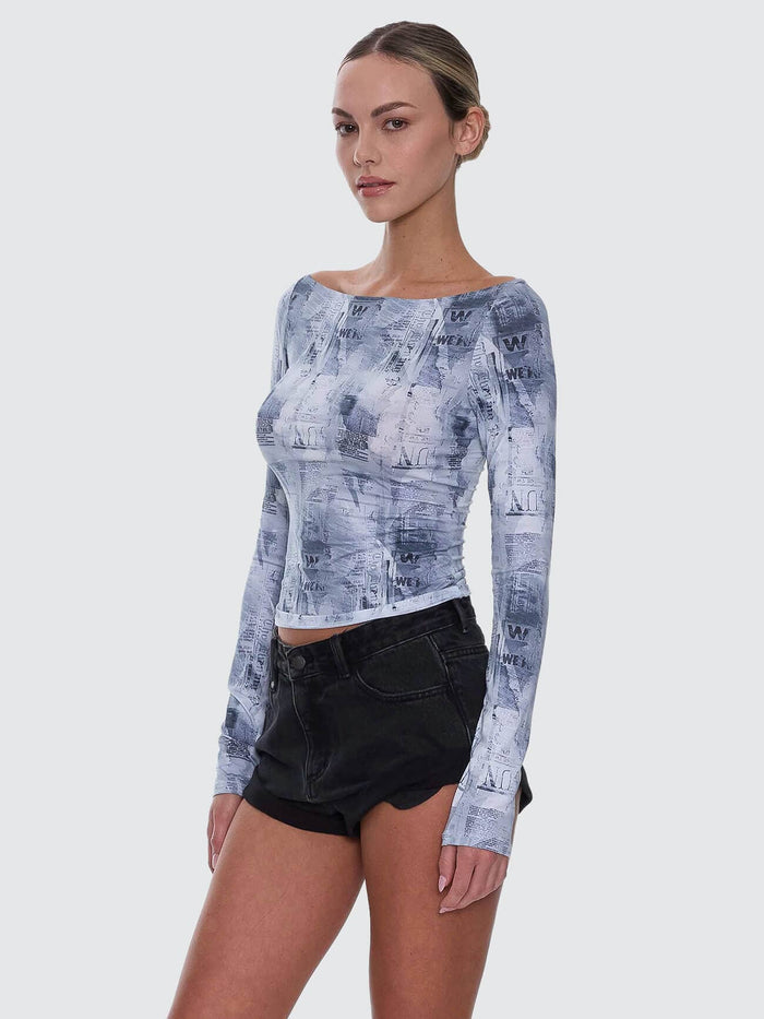 Paper Trail Long Sleeve Top - Grey Matter 4