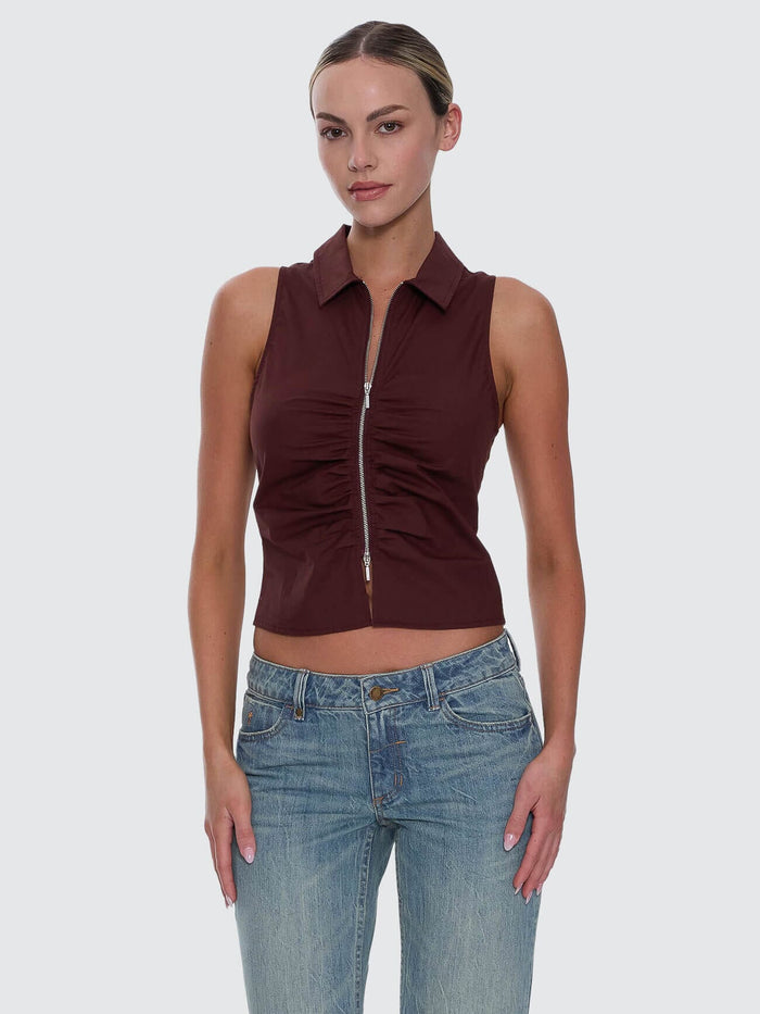 Andy Zip Sleeveless Shirt - Bitter Chocolate 4