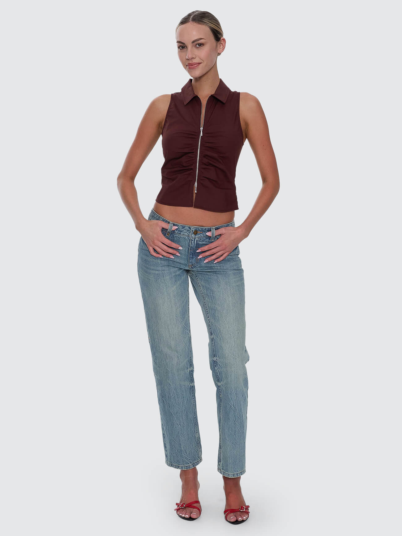 Andy Zip Sleeveless Shirt - Bitter Chocolate 4