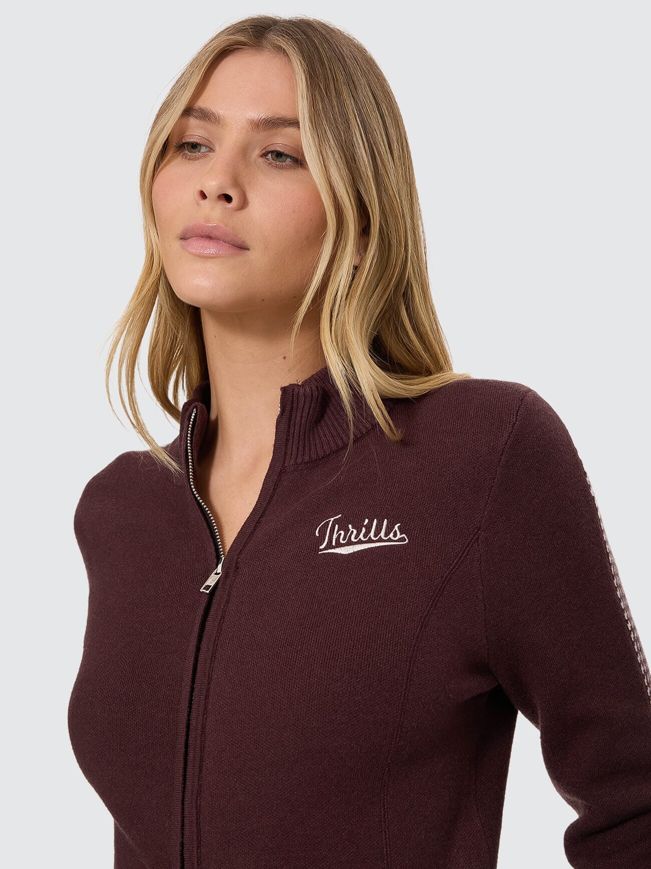 Final Call Zip Knit Sweater - Bitter Chocolate | Thrills Co.