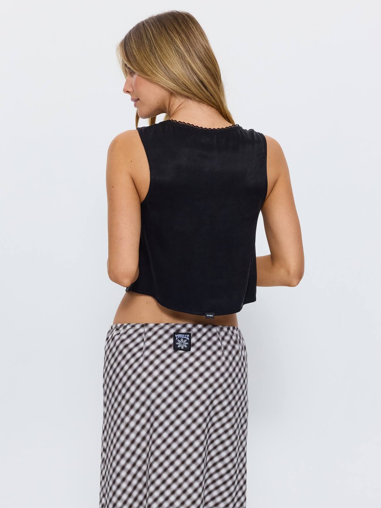 Saige Tie Front Top - Black 4