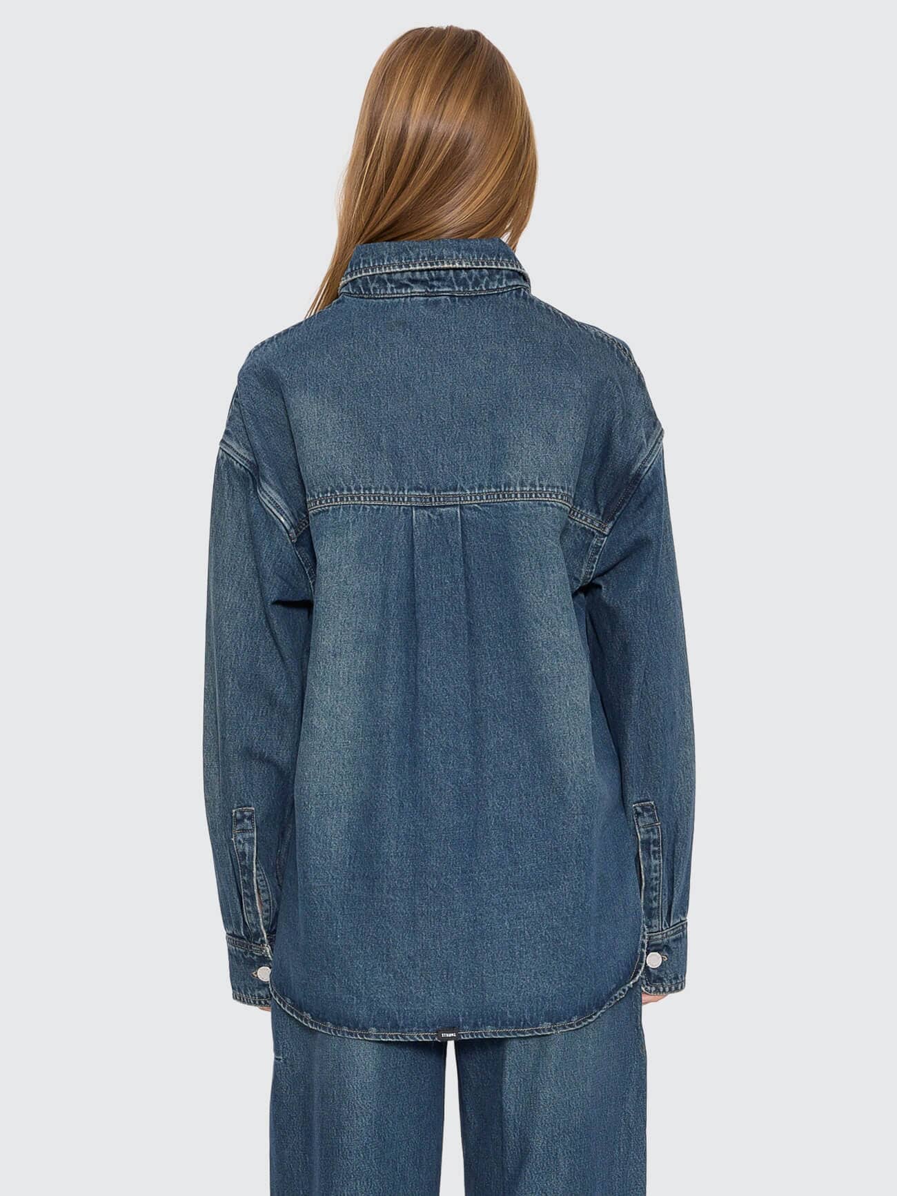 Melina Oversized Denim Shirt - Teal Blue 4