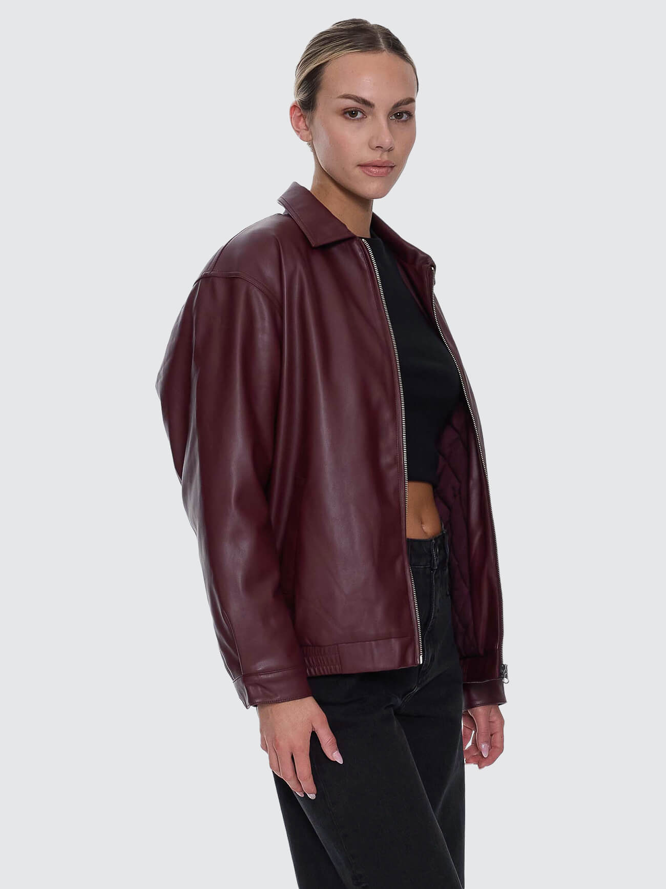 Elka Leather Jacket - New Maroon 4
