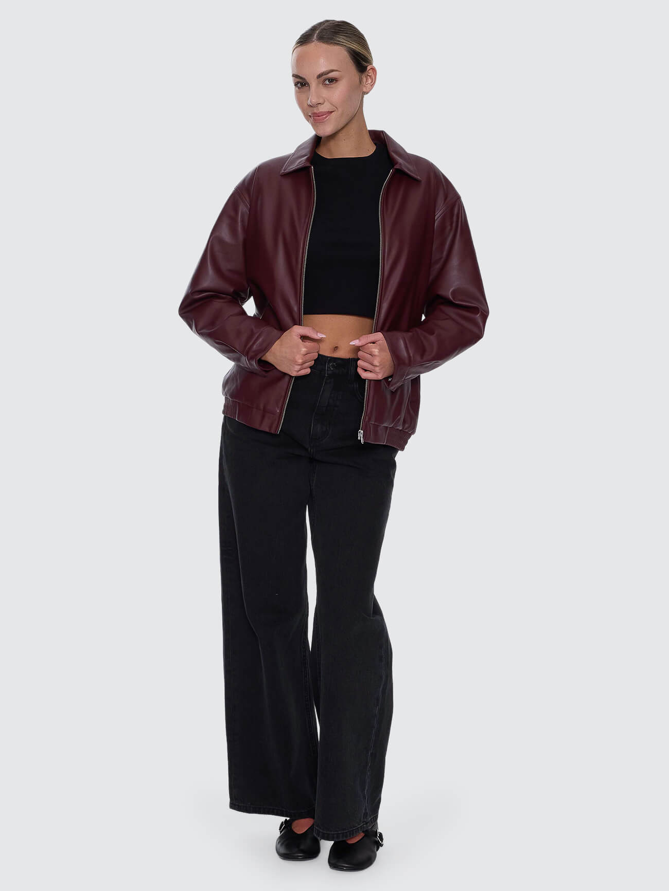 Elka Leather Jacket - New Maroon 4