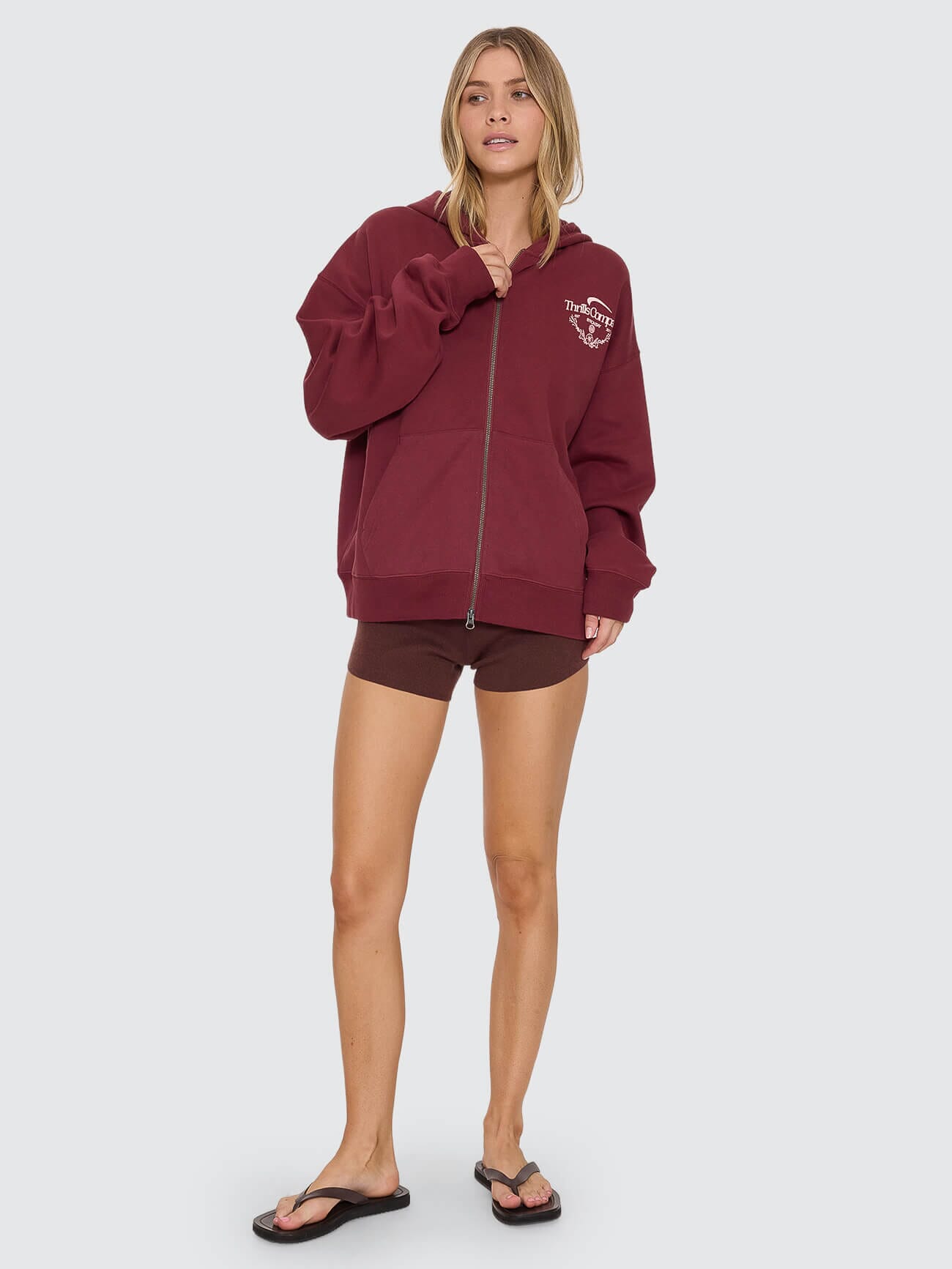 End Game Zip Hood - New Maroon | Thrills Co.