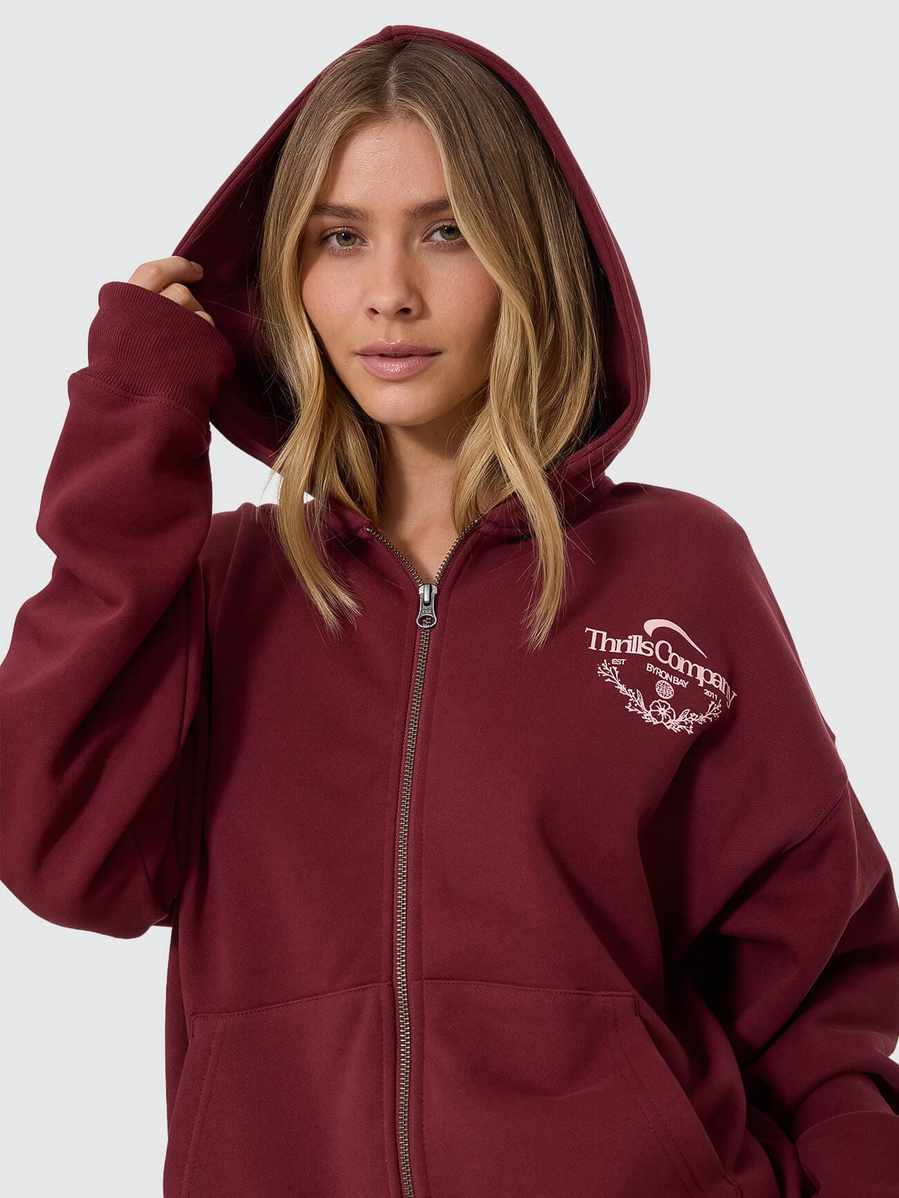 End Game Zip Hood - New Maroon | Thrills Co.