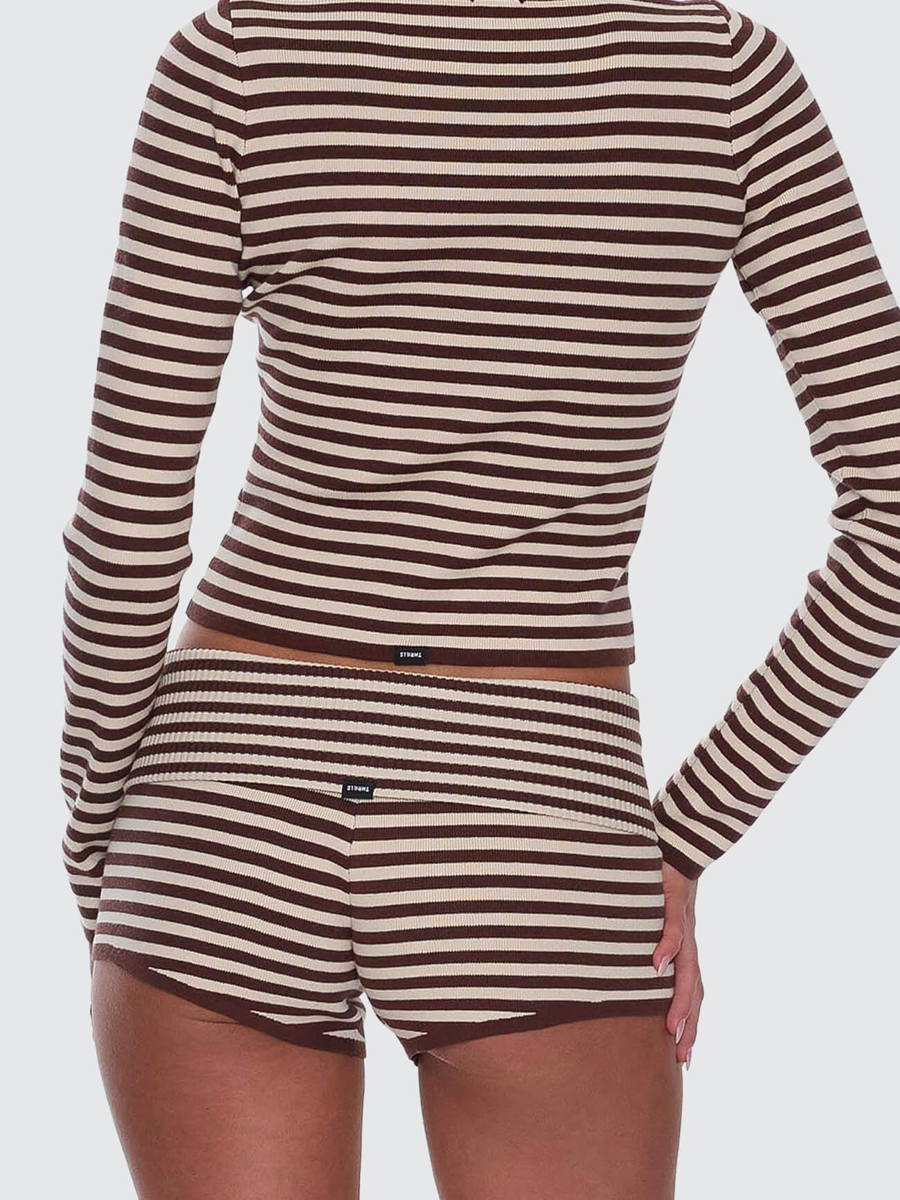 Mackenzie Knit Booty Short - Butter Cream Stripe 4