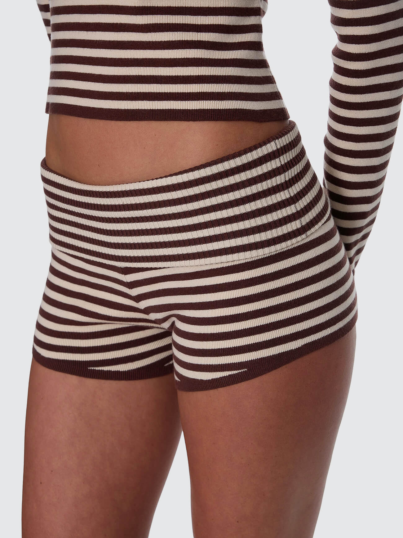 Mackenzie Knit Booty Short - Butter Cream Stripe 4