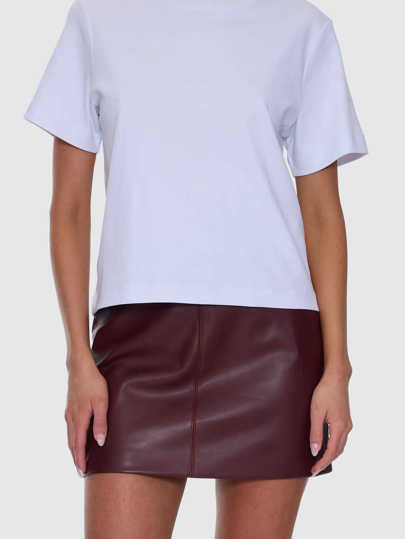 Ethan Leather Mini Skirt - New Maroon 4