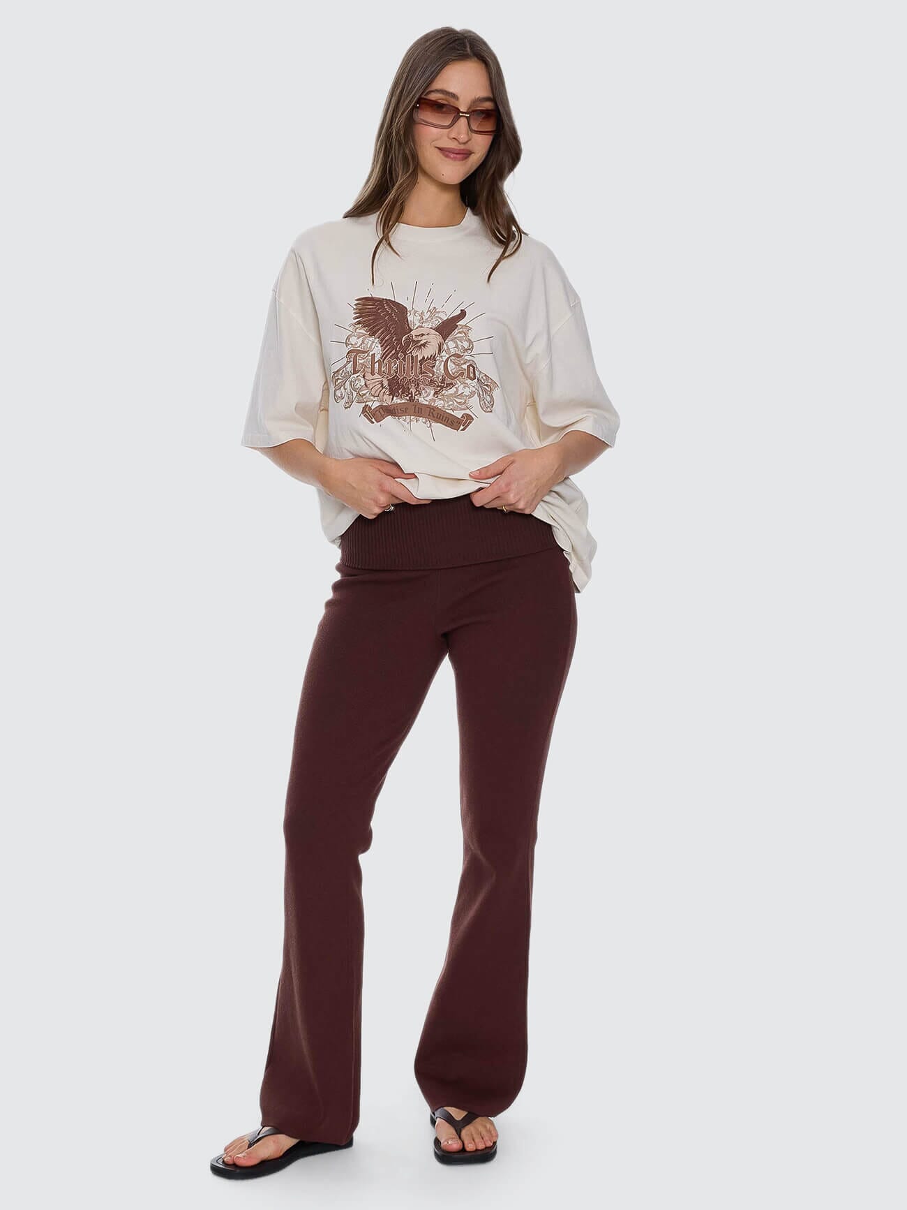 Estelle Fold Over Knit Pant - Bitter Chocolate 4
