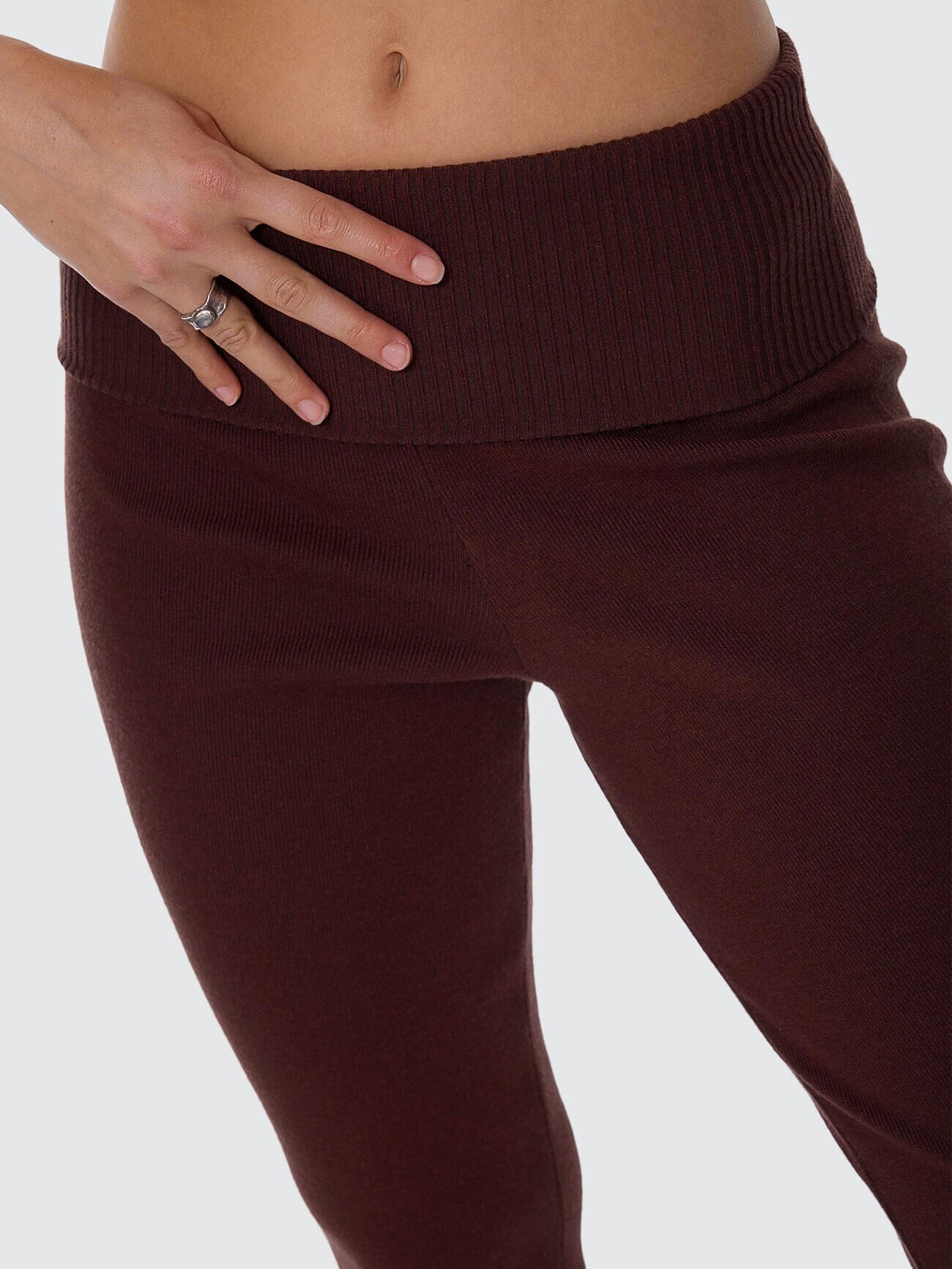 Estelle Fold Over Knit Pant - Bitter Chocolate 4