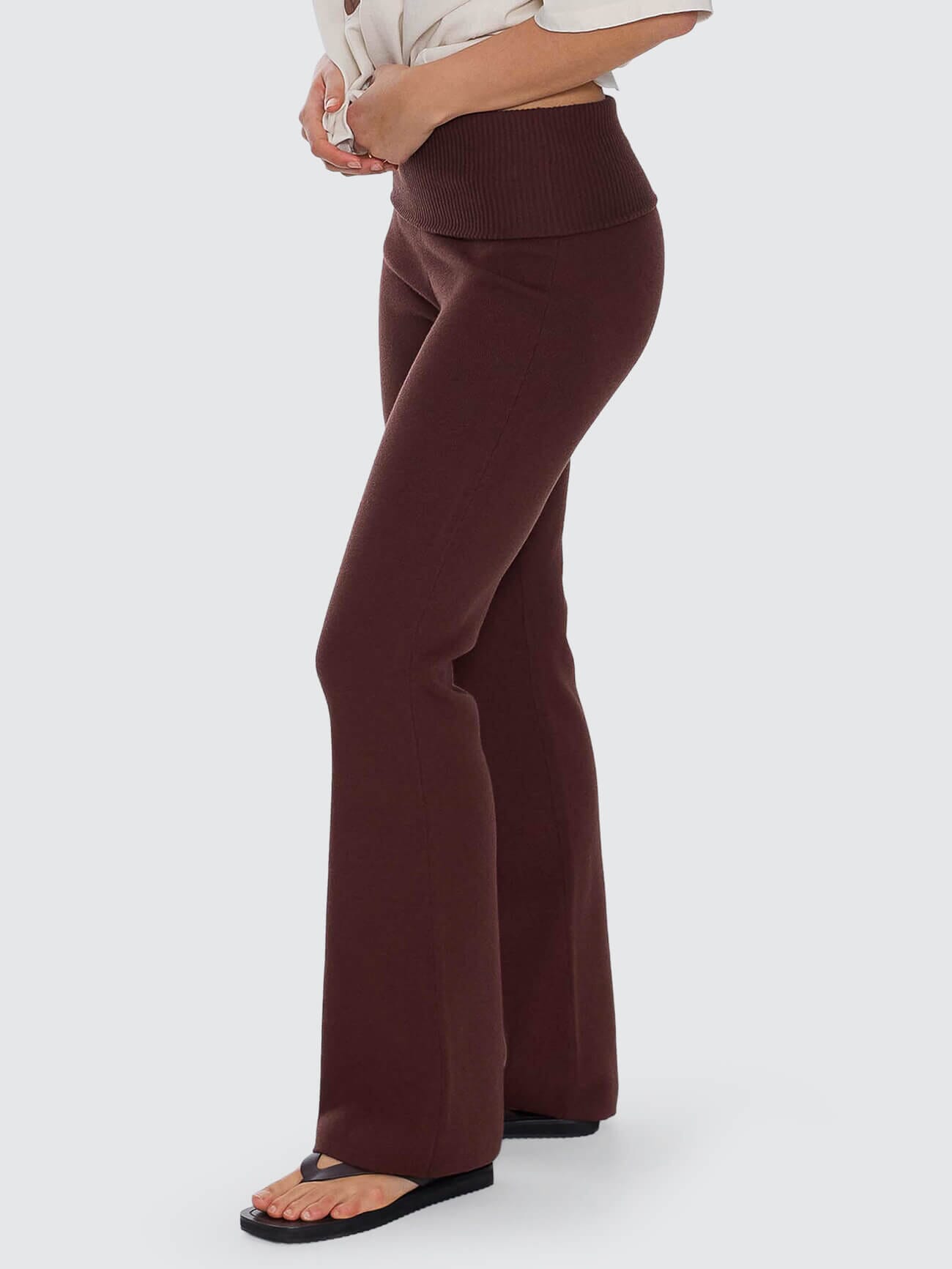 Estelle Fold Over Knit Pant - Bitter Chocolate 4