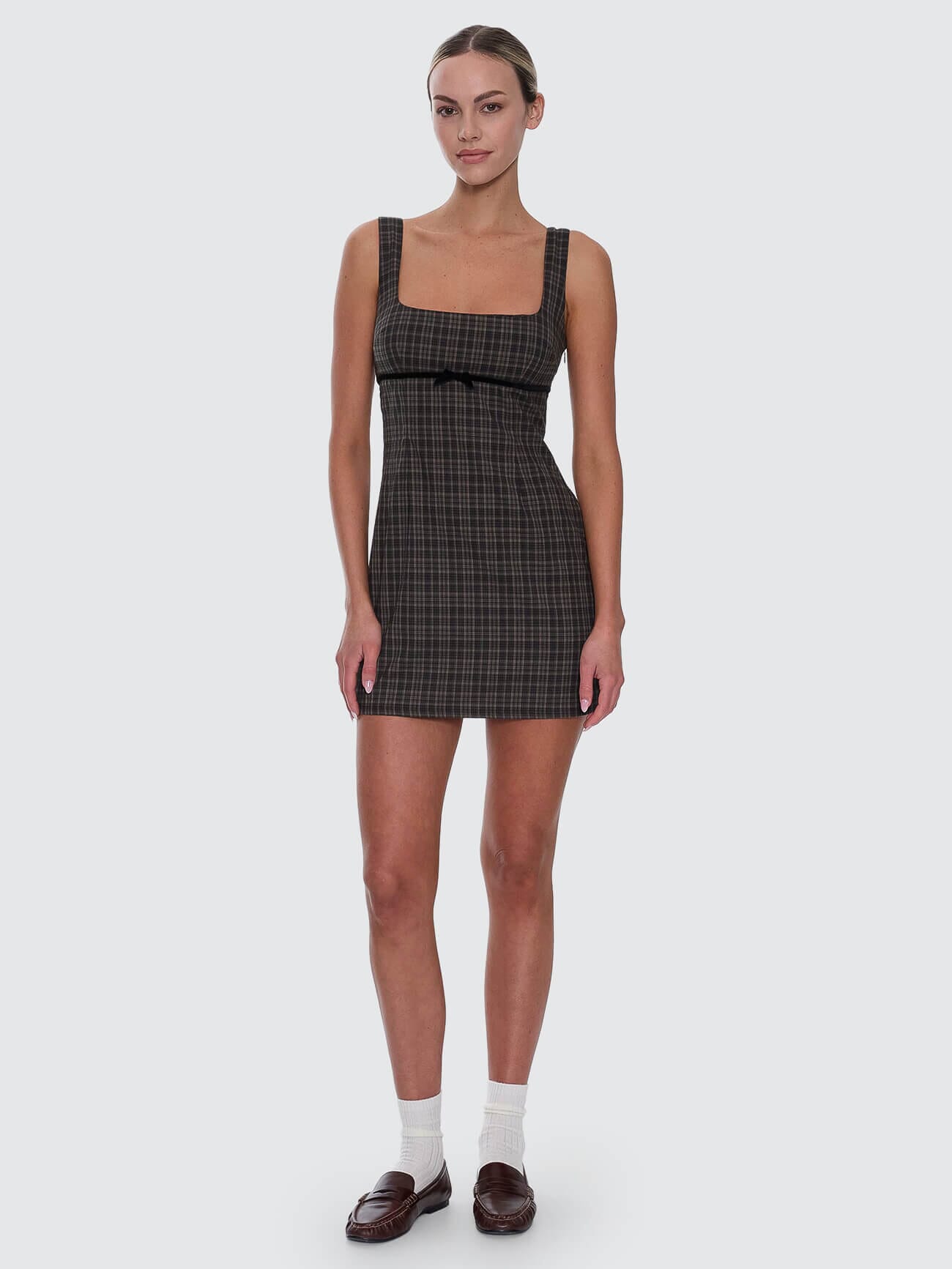 Devyn Check Mini Dress - Tarmac | Thrills Co.