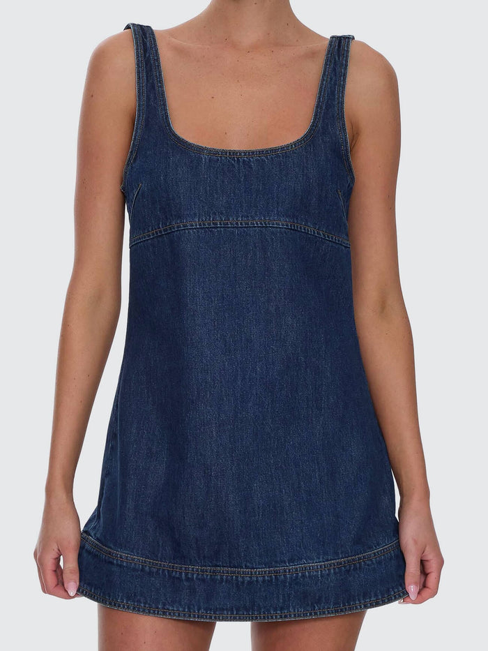 Luciana Denim Mini Dress - Mid Blue 4